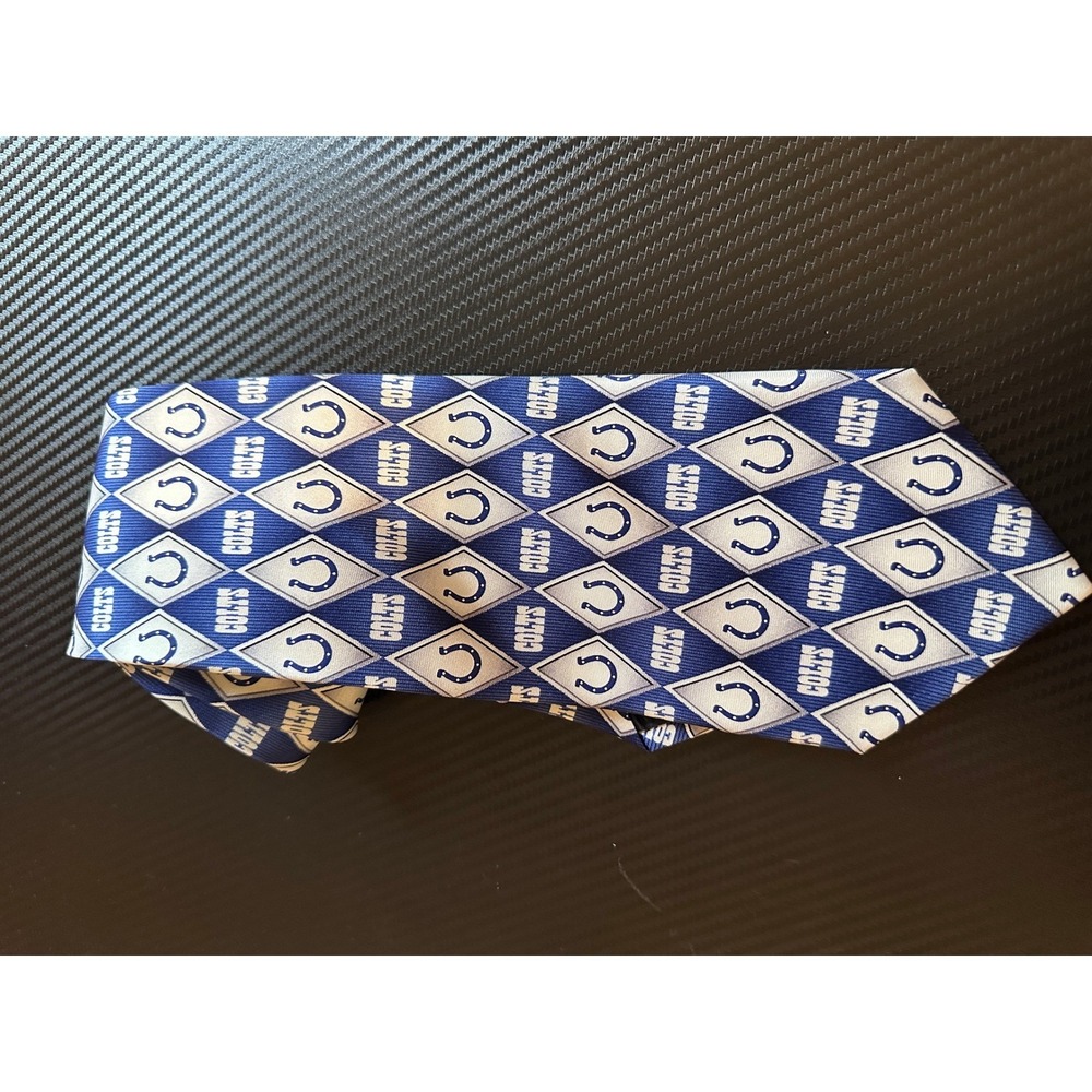 NFL Indianapolis Colts Necktie Silk Diamond Pattern Blue White